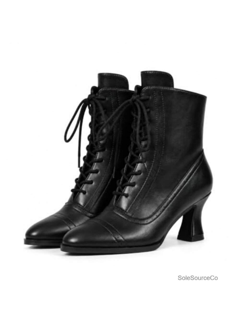 Victorian Boots Women Vintage Renaissance Witch Ankle Booties Block Heel